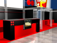 Визуализация барной стойки для кинотеатра с отделением для попкорницы