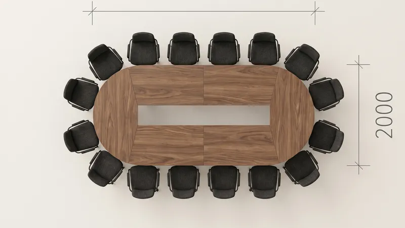 Пример компановки овального стола переговоров на 16 человек