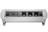 Фронтальный вид поворотного блока розеток: разъёмы RJ-45, USB и евророзетки.