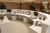 Внутренняя рабочая зона ресепшн РИ-225 с тумбами и системой хранения