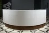 Фронтальный вид полукруглой стойки РИ-227 из белого искусственного камня Staron SB412.