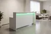 Стойка ресепшн Стрит с LED-подсветкой, фасад линейная фрезеровка, белый.